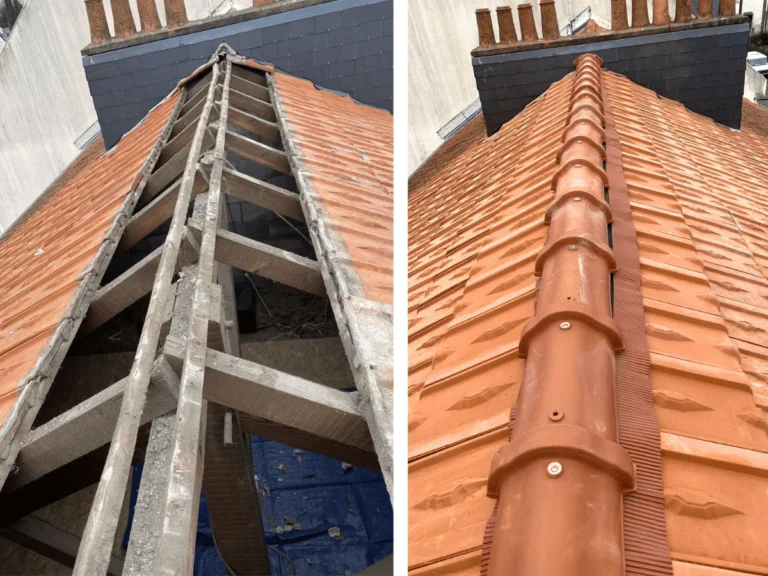 Pose de faîtage sur toiture en tuiles à Lille